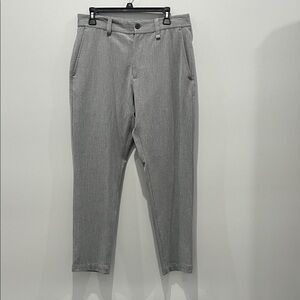 ZARA Gray and White Herringbone Waistband Trousers